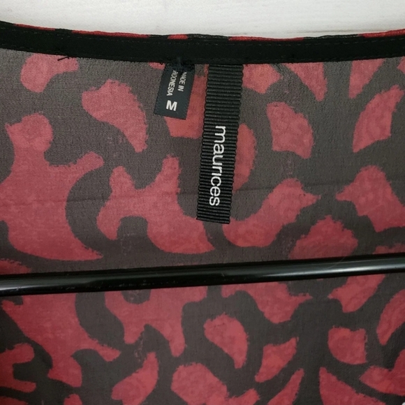 Medium Maurices Red and black Sheer Top - Picture 2 of 4